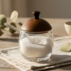 Acrylic Sugar Bowl With Wooden Lid